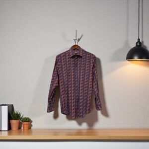 Coton Doux Geometric Art Print Shirt Men’s 40 (15.75) Retro Mod Bold